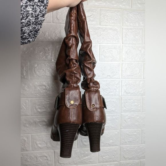 Brown Slouchy Mid Heel Boots - Women's Size 7 - Picture 5 of 5